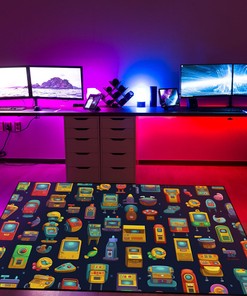 Personalized Retro Game Power-Ups Area Rug