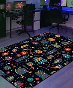 Personalized Retro Space Invaders Arcade Pattern Area Rug