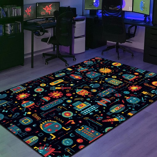 Personalized Retro Space Invaders Arcade Pattern Area Rug