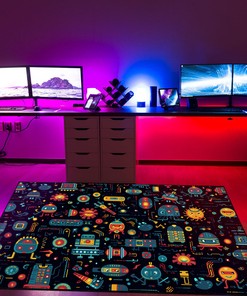 Personalized Retro Space Invaders Arcade Pattern Area Rug