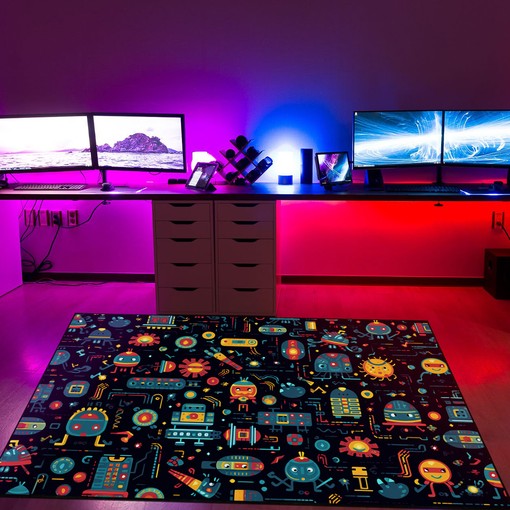 Personalized Retro Space Invaders Arcade Pattern Area Rug