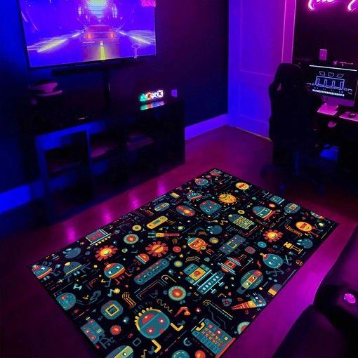 Personalized Retro Space Invaders Arcade Pattern Area Rug