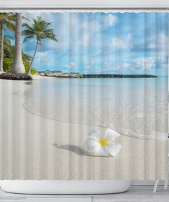 Petal Beach Shower Curtain with Window Sea View - Nautical Bathroom Decor