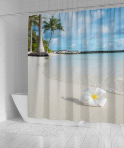 Petal Beach Shower Curtain with Window Sea View - Nautical Bathroom Decor