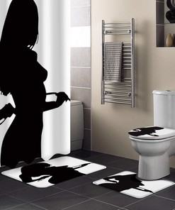 Pin Up Girl Silhouette Rainbow Shower Curtain for Bathroom Decor