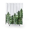 Pine Tree Shower Curtain - Forest Theme Bathroom Decor with Nature Prints