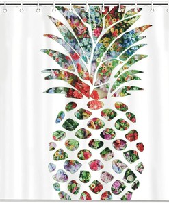 Pineapple Art Print Shower Curtain for Bathroom Decor, Home Decor Style