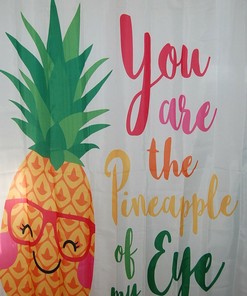 Pineapple Motto Happy Shower Curtain for Unique Bathroom Decor 