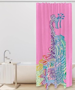Pink Animal Rainbow Peacock Fabric Shower Curtain for Bathroom Decor