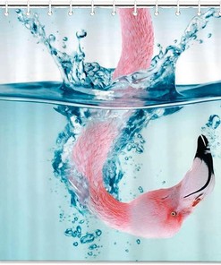 Pink Flamingo Background Shower Curtain for Bathroom Decor, Home Decor Style