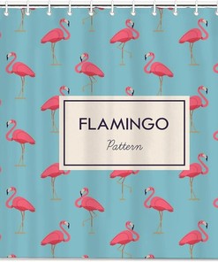 Pink Flamingo Pattern Shower Curtain for Bathroom Decor, Home Decor Style