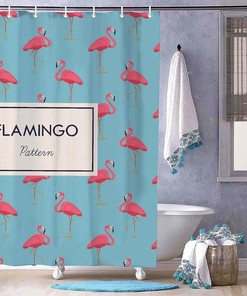 Pink Flamingo Pattern Shower Curtain for Bathroom Decor, Home Decor Style