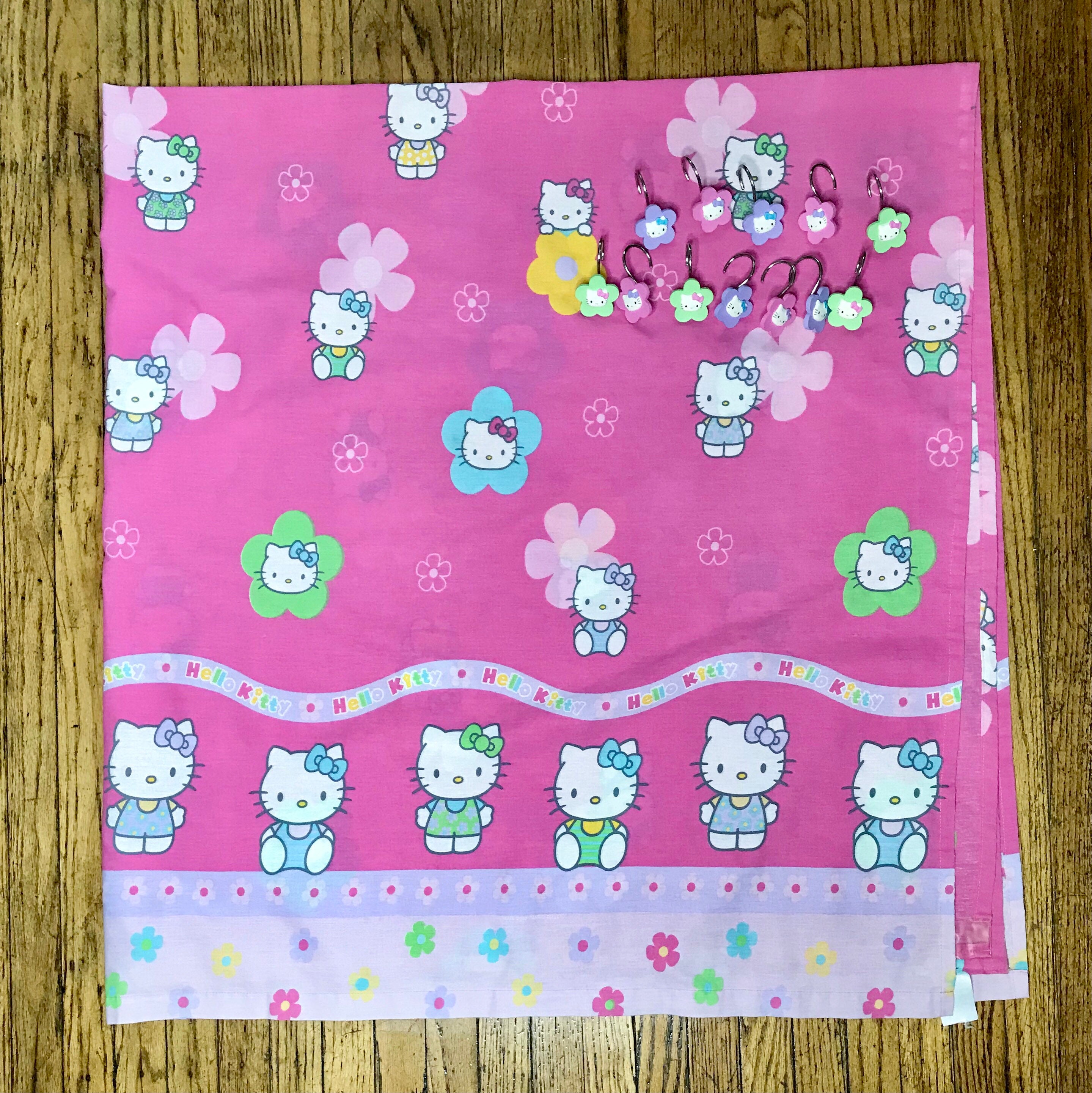 Pink Hello Kitty Flower Fabric Shower Curtain - Sanrio Collection