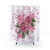 Pink Roses Floral Shower Curtain with Wildflowers Botanical Print - Beautiful Bathroom Accessories