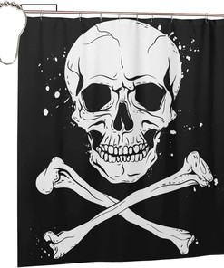 Pirate Flag Shower Curtain - Water-resistant and Unique Bathroom Decor with Crossbones Print 