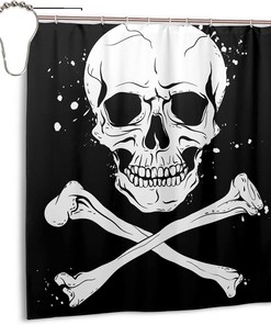 Pirate Flag Shower Curtain - Water-resistant and Unique Bathroom Decor with Crossbones Print