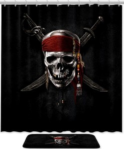 Pirate Skulls Waterproof Bathroom Curtain