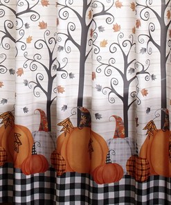 Plaid Pumpkin Shower Curtain with Autumn Accents - Ideal for Fall Decorating