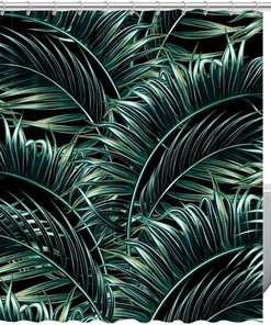 Plant Tropical Palm Leaves Fabric Shower Curtain for Bathroom Decor