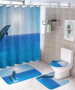 Playful Sea Dolphins Shower Curtain for Waterproof and Fun Bathroom Decor