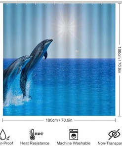 Playful Sea Dolphins Shower Curtain for Waterproof and Fun Bathroom Decor