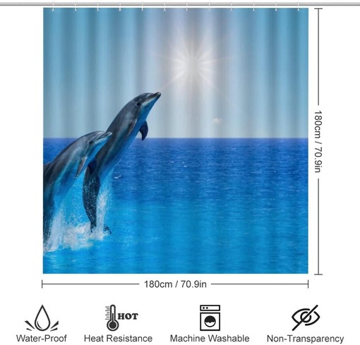 Playful Sea Dolphins Shower Curtain for Waterproof and Fun Bathroom Decor