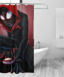 Playful Spider-man Miles Morales Bathroom Shower Curtains Set for Themed Bathroom Decor