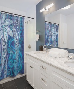 Polynesian Cool Blue Ocean Shower Curtain - SAMOAN Collection