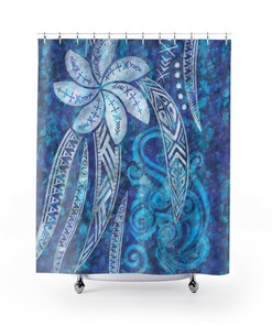 Polynesian Cool Blue Ocean Shower Curtain - SAMOAN Collection