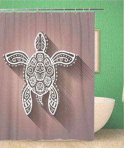 Polynesian Turtle Totem Shower Curtain for Tribal Bathroom Decor