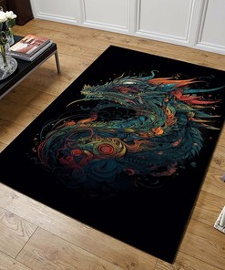 Powerful Dragon Tattoo Design Area Rug for Home Decor - Customizable