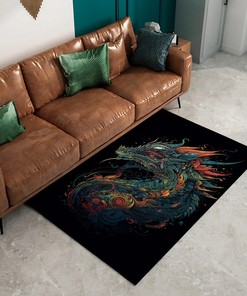 Powerful Dragon Tattoo Design Area Rug for Home Decor - Customizable