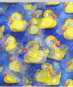 Printed Yellow Rubber Ducks Bathroom Shower Curtain - Fabric and Funny Home Decoration