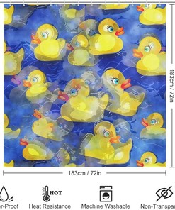 Printed Yellow Rubber Ducks Bathroom Shower Curtain - Fabric and Funny Home Decoration