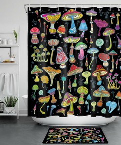 Psychedelic Mushroom Shower Curtain with Home Decor