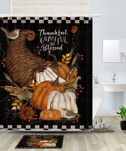 Pumpkin Birds Shower Curtain - Great for Bathroom Decor