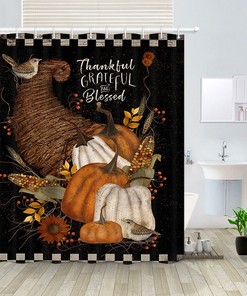 Pumpkin Birds Shower Curtain - Great for Bathroom Decor