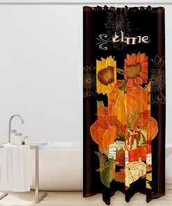 Pumpkin Harvest Shower Curtain with Fall Welcome for Bathroom Decor