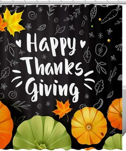 Pumpkin Leaves Shower Curtain for Home Decor on Thanksgiving Day