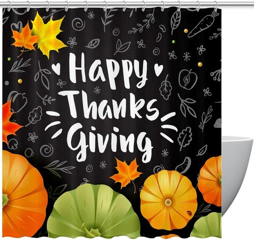 Pumpkin Leaves Shower Curtain for Home Decor on Thanksgiving Day
