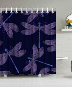 Purple Dragonfly Animal Shower Curtain - Fabric Bath Bathroom Decor