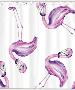 Purple Flamingos Shower Curtain for Bathroom Decor, Home Decor Style