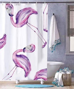 Purple Flamingos Shower Curtain for Bathroom Decor, Home Decor Style