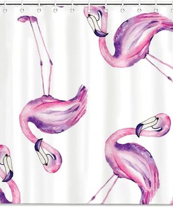 Purple Flamingos Shower Curtain for Bathroom Decor, Housewarming Gift