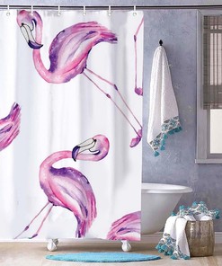 Purple Flamingos Shower Curtain for Bathroom Decor, Housewarming Gift
