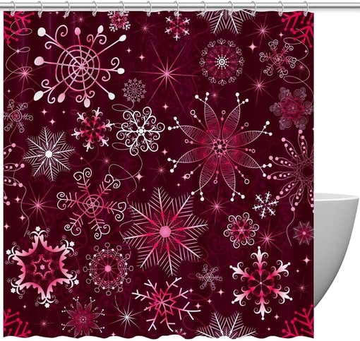 Purple Snowflakes Christmas Shower Curtain for Whimsical Bathroom Decor