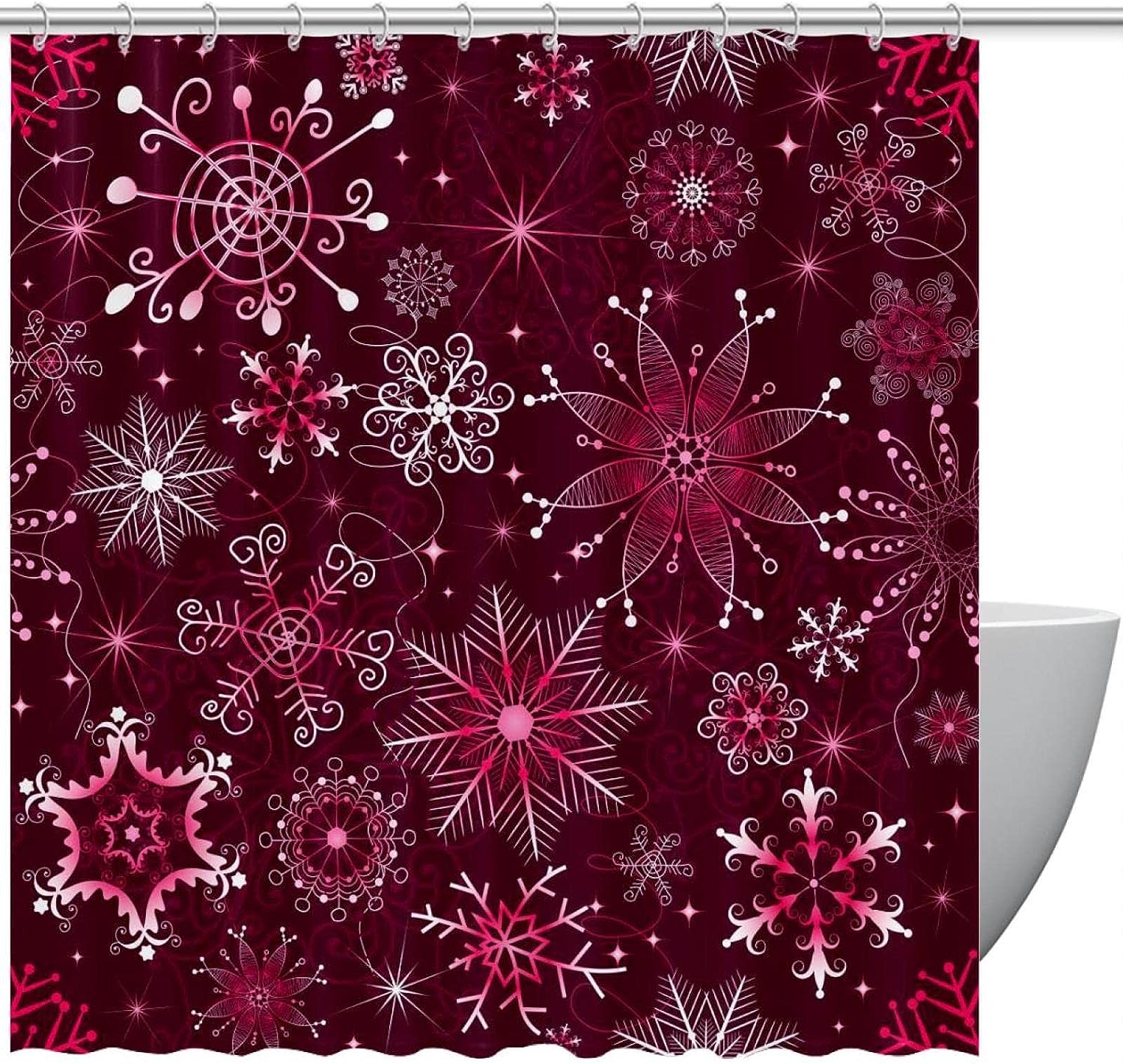 Purple Snowflakes Christmas Shower Curtain for Whimsical Bathroom Decor