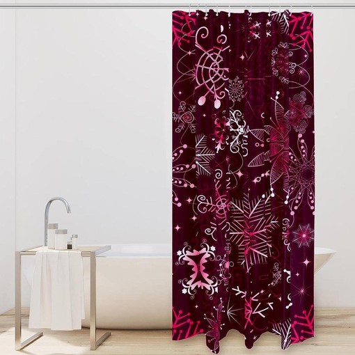 Purple Snowflakes Christmas Shower Curtain for Whimsical Bathroom Decor