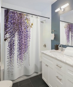 Purple Wisteria Flower Shower Curtain for Spring Decor