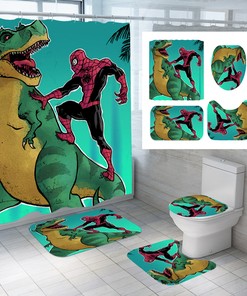 Quirky Spiderman Shower Curtain with Matching Accessories for Fun Bathroom Decor 